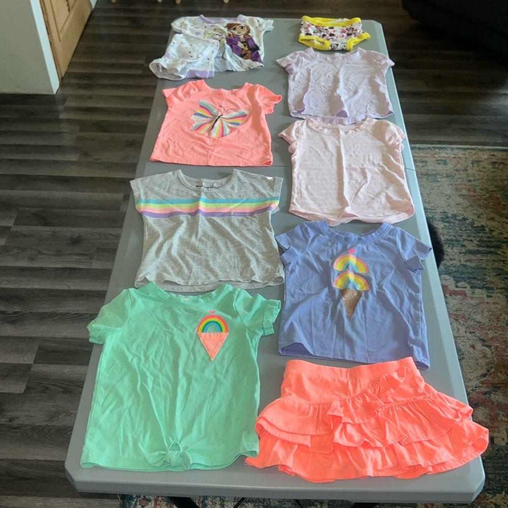 Girls 2T Bundle of Tops, Skort, Frozen Pajamas, Minnie Mouse Training Pants